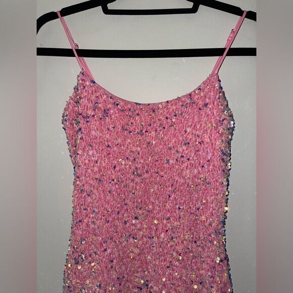 Lucy in the Sky Iridescent Sequin BodyCon Dress in Pink Size Small - Picture 9 of 9